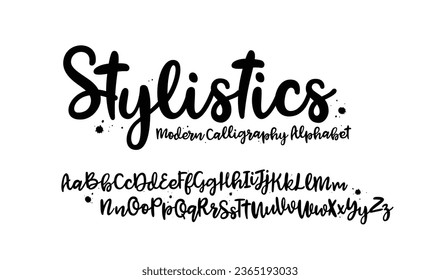 Vector Brush Alphabet. Lettering and Custom Typography for Designs: Logo, for Poster, Invitation, etc. Handwritten Brush Style Modern Cursive Font Isolated on White Background. Vector Typography.