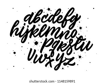Vector brush alphabet letters set isolated on white background. Exclusive Custom Letters. Hand lettering designs for Logo, Poster, Invitation, etc. Vector illustrator.
