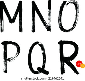 Vector brush  alphabet ( MNOPQ ) Hand drawn alphabet 