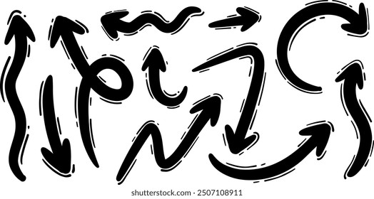 Vector brush arrows featuring artistic and creative flair