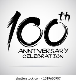 Vector Brush Calligraphy 100 years anniversary Sign Isolated on grey Background.