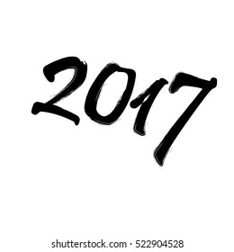 Vector Brush Calligraphy 2017 Sign Isolated on Grey Background