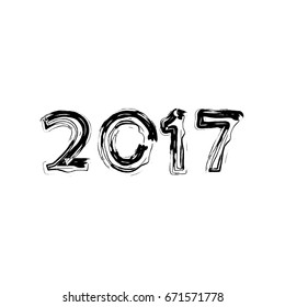 Vector Brush Calligraphy 2017 Sign Isolated on White Background