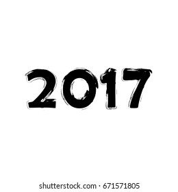 Vector Brush Calligraphy 2017 Sign Isolated on White Background