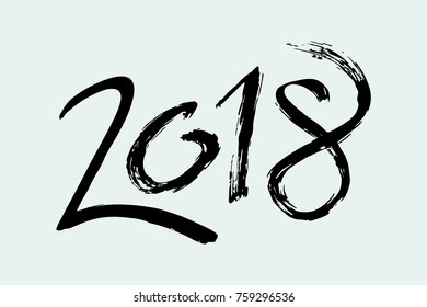 Vector Brush Calligraphy 2018 Sign Isolated on Grey Background