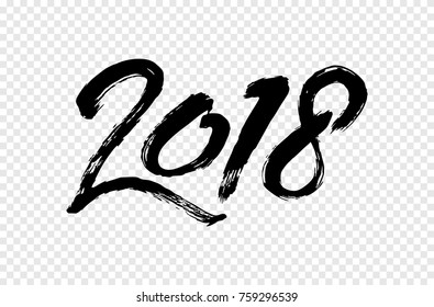 Vector Brush Calligraphy 2018 Sign Isolated on Grey Background