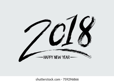 Vector Brush Calligraphy 2018 Sign Isolated on Grey Background