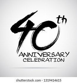 Vector Brush Calligraphy 40 years anniversary Sign Isolated on Grey Background
