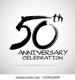 Vector Brush Calligraphy 50 years anniversary Sign Isolated on Grey Background