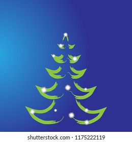 Vector brush Christmas tree with light strars