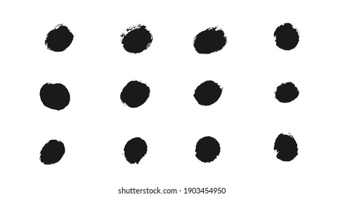 Vector brush cirlces set. Freehand vector ink elements collection