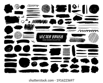 Vector brush collection , Black ink ,  hand drawn texture.