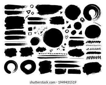 Vector brush collection , Black ink ,  hand drawn texture.