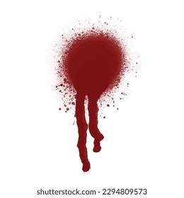 Vector - pintura de plaquetas de color de brocha, salpicaduras de sangre, aislado de rojo sobre un fondo blanco.