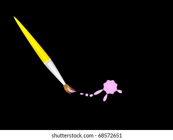 Vector brush for drawing with a blot of pink color