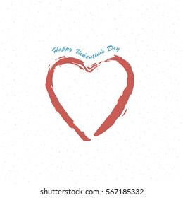 Vector brush drawing calligraphy Heart - retro style. Love symbol. Stylish card for Valentines Day