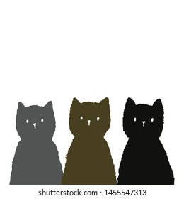 vector brush and drawing three cats