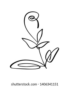 Vector brush flower. Valentines Day Hand Drawn icon. Holiday sketch doodle Design plant element valentine. love decor for web, wedding and print. Isolated illustration