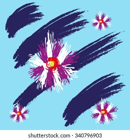 Vector Brush .flowers. Curved Dry Smear . Distress Grunge Textured Design Element . Black Painted A Brush Stroke . Used As Banners , Infographics , Template , Logo .trendy modern color
