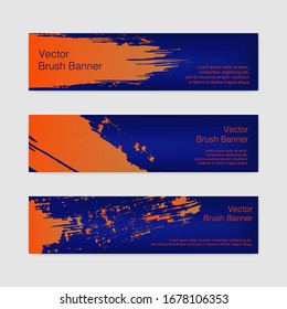 Vector Brush Flyer Design. Indigo Carrot Paint Stroke Banner Design. Nautical Sun Warm Brushstroke Banner Design. Phantom Blue Pumpkin Paint Brush Banner Design. Grunge Art Background.