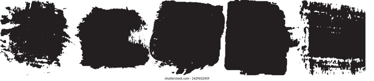 Vector brush grunge. Abstract spots, lines. Chaotic shapes patterns. Ink blots old