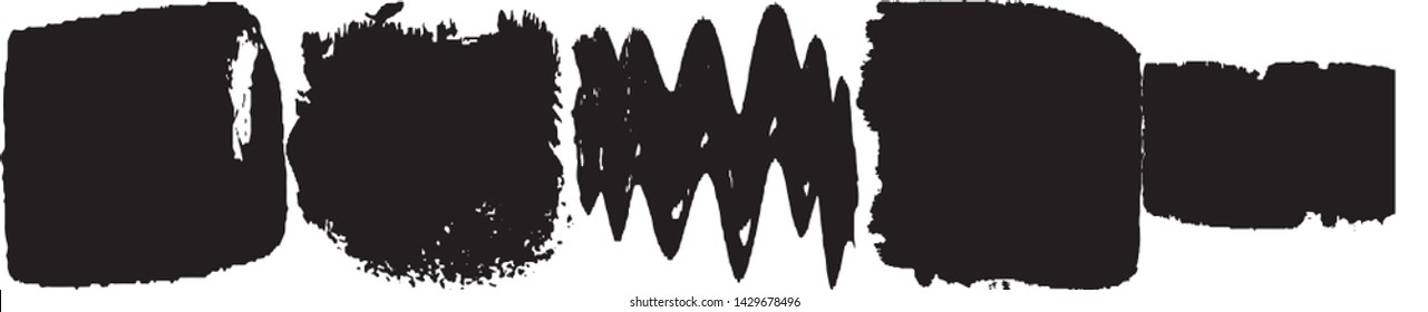 Vector brush grunge. Abstract spots, lines. Chaotic shapes patterns. Ink blots old
