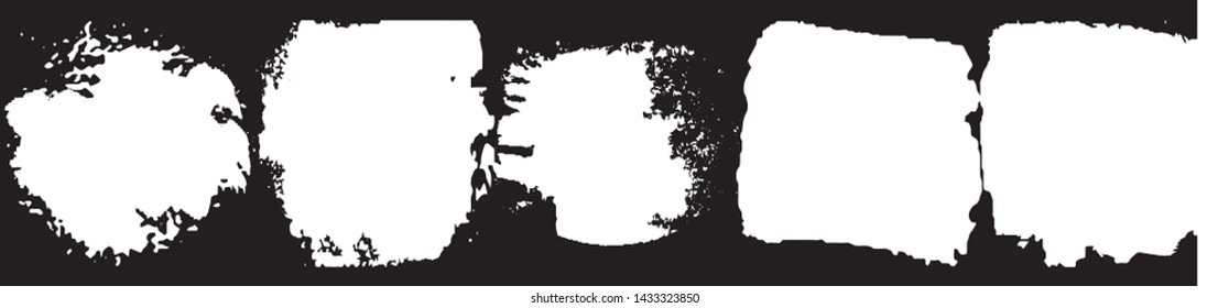 Vector brush grunge. Abstract spots, lines. Chaotic shapes patterns. Ink blots old