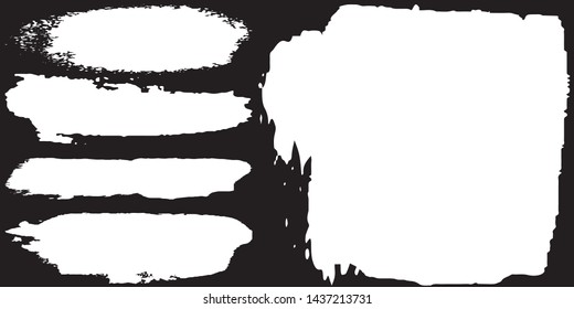Vector brush grunge. Abstract spots, lines. Chaotic shapes patterns. Ink blots old