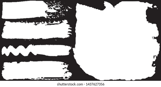 Vector brush grunge. Abstract spots, lines. Chaotic shapes patterns. Ink blots old