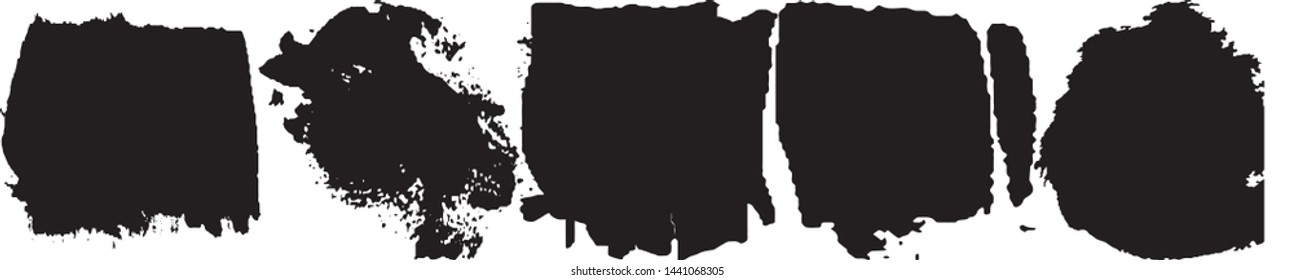 Vector brush grunge. Abstract spots, lines. Chaotic shapes patterns. Ink blots old