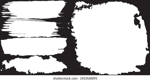 Vector brush grunge. Abstract spots, lines. Chaotic shapes patterns. Ink blots old