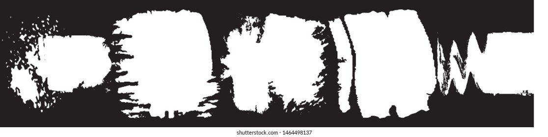 Vector brush grunge. Abstract spots, lines. Chaotic shapes patterns. Ink blots old