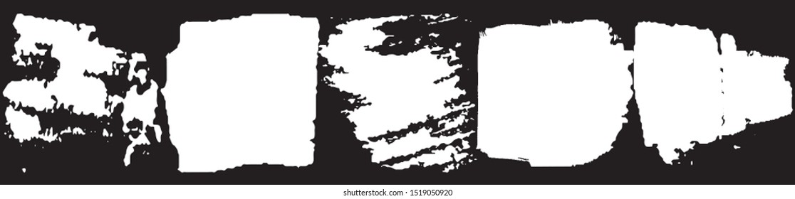 Vector brush grunge. Abstract spots, lines. Chaotic shapes patterns. Ink blots old