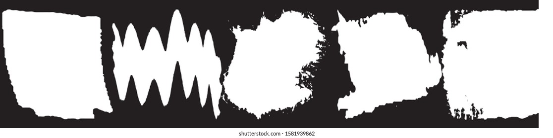 Vector brush grunge. Abstract spots, lines. Chaotic shapes patterns. Ink blots old