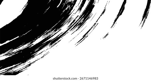 Textura grunge de pincel vetorial. Vetor grunge pincelada traçados textura áspero preto arranhões para papel de parede, pintura splatter modelo, 