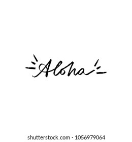 Vector brush handwritten aloha sign. Sticker, print for cards, souvenirs and other. Clipart. Isolated.