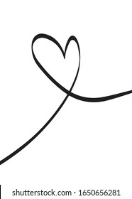 Vector brush heart illustration in black with white background