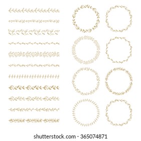 vector brush and laurel wreath set