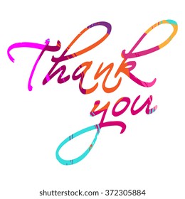 Vector brush lettering quote "Thank you" isolated on white background