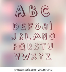 Vector brush line alphabet. Hand drawn alphabet