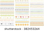 Vector brush lines and borders set. Hand drawn strokes collection. Seasonal ornaments. Doodle patterns. Decorative design elements.