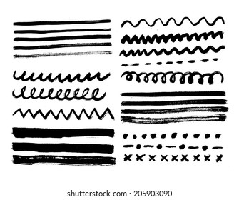 Vector brush lines. Hand drawn strokes