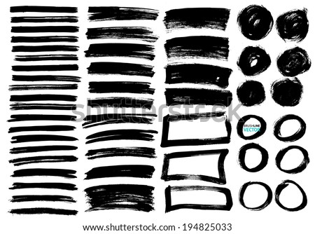 Vector brush lines set