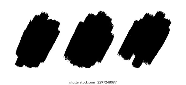 Vector brush lines set. black paint brush spots. abstract shape stains and smear set with texture