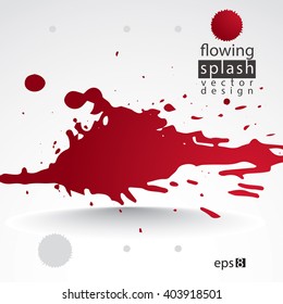 Vector brush multicolored painted ink blob, smudge background. Web and graphic design expressive element.