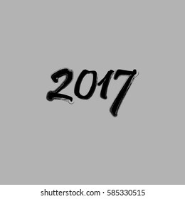 Vector Brush. numbers calendar. year. Isolated on gray background. 