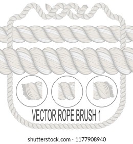 vector brush old sea rope. three elements. shaggy end. hand made. light yellow shade