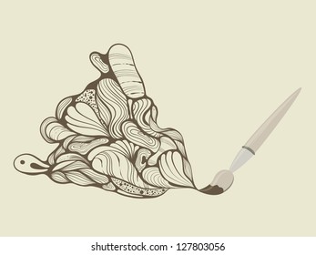 Vector brush painting funky brown swirl, fully editable eps10  file