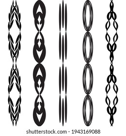 Vector brush. A set of black geometric brushes. Brushes in the Art Deco style.Abstract forms. Work by hand. A set of four brushes. Geometric shapes. Black Brush Elements.