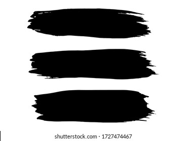 Vector Brush. Set of Black Ink Strokes. Grunge Dirty Stylish Elements. Vector Paintbrush Ink. Modern Textured Lines. Freehand Painting. Distressed Grunge. Geometric Vector. Black Brush Lines.